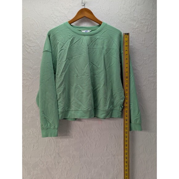 Joy Lab Women's Mint Green Light Long Sleeve French Terry Pullover Sweatshirt M - Picture 8 of 9